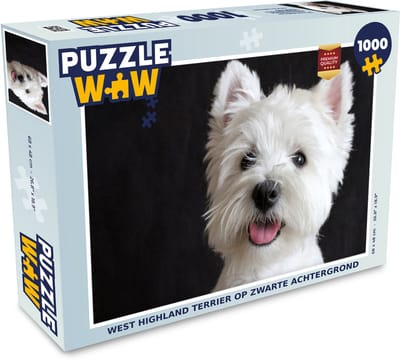 Puzzel West Highland terrier op zwarte achtergrond - Legpuzzel - Puzzel 1000 stukjes volwassenen
