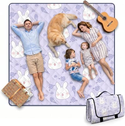 Famanu – Extra grote picknickdeken van 200 x 200 cm, waterdichte en opvouwbare strandmat, ideaal voor buitenactiviteiten