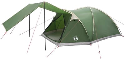 vidaXL - Huisje - Tent - met - dak - Groen - 6-persoons - Polyester - en - Staal