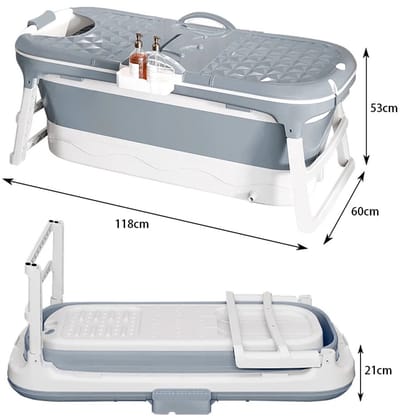 Norvia - Opvouwbaar Bad - Zitbad - Opvouwbaar Ligbad - Voor Volwassenen - Inklapbaar - Bath Bucket - 118 cm Lang - Grijs