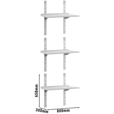 GGM Gastro Wandborde ECO - 800x300mm - mit 3 Etagen Zilver