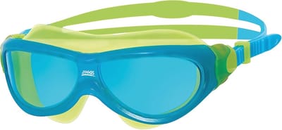 Zwembril voor Kinderen 6-14 Jaar met UV-bescherming en Snel Aanpasbare Riemen, Mistvrije en Heldere Lens, Getint Blauw/Geel