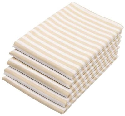 Set van 5 gestreepte theedoeken - 50x70 cm, Ecru Wit Katoen
