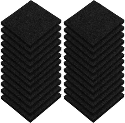 24 Stuks Rectangulaire Compostbin Filters van 12x12cm, 1cm Dikke Actieve Koolstof Geurfilter, Vervangingsfilters voor Keukencompostbakken, Zwart en Duurzaam