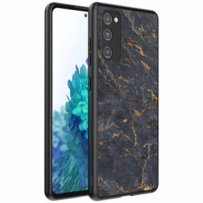 Geschikt voor Samsung Galaxy S20 FE Telefoonhoesje met Grijs Goud Marmer Opdruk - TPU Backcover Case Grey Gold Marble Design - Zwart - Smartphonica geschikt voor Samsung Galaxy S20 FE