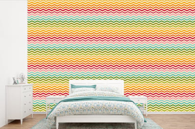 Behang - Fotobehang Patroon - Regenboog - Retro - Breedte 360 cm x hoogte 240 cm