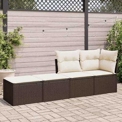 vidaXL - 2-delige - Loungeset - met - kussens - poly - rattan - acacia - bruin