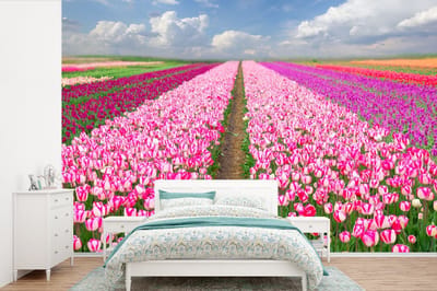 Behang - Fotobehang Tulpen - Zon - Lente - Breedte 360 cm x hoogte 240 cm