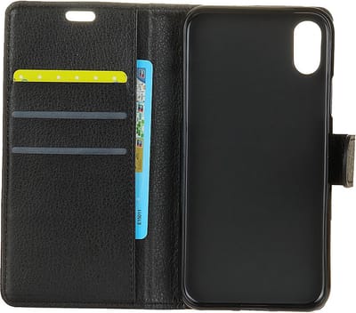 Peachy Wallet zwart geschikt voor iPhone X XS portemonnee hoes lederen black - Bookcase
