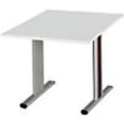 Schäfer Shop  Select Vergadertafel Planova, Aanbouwtafel, 1000 x 1000 mm, lichtgrijs, accentlijst bordeauxpaars