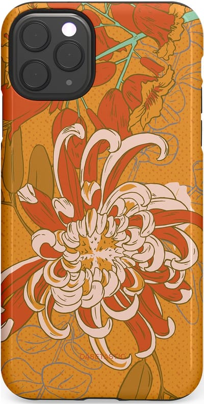 Casetastic hoesje geschikt voor Apple iPhone 11 Pro Max - Dubbellaagse bescherming - Bloemige lente - Fashion Case - Okergeel Terracotta Beige