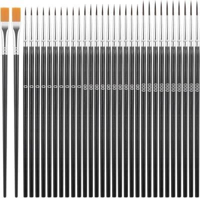 32-delige Fijne Nylon Verfkwast Set voor Acryl en Miniatuurmodelbouw voor Kunstenaars