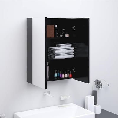 vidaXL - Badkamerkast - met - spiegel - 60x15x75 - cm - MDF - antracietkleurig