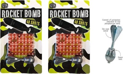 Rocket Bomb - Zilveren raket met 48 knallers - Set van 2 - Vanaf 5 jaar