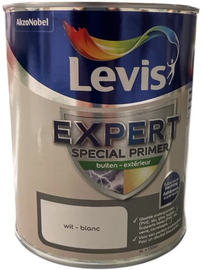 Levis Lak Expert Special Primer Buiten - Solventgedragen hechtprimer voor diverse gladde ondergronden - 1 L - Wit