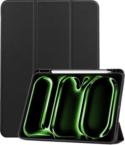 Hoesje Geschikt voor Apple iPad Pro (2024/2025) - 11 inch - Dun & Stevig - Trifold Bookcase - Hard Cover Case - Met Uitsparing Geschikt voor Apple Pencil - Hardcover Book - Tablet Hoes - Zwart