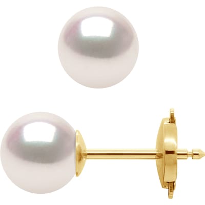 Oorbellen Akoya Pearl Ronde 7-8 mm Wit Goud 18 Karaat
