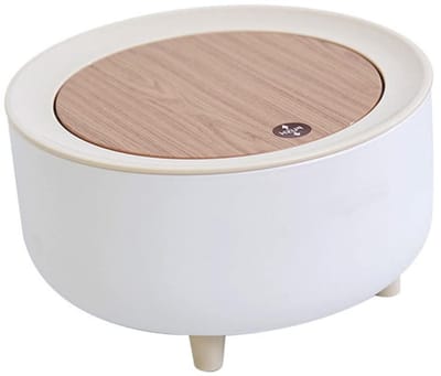 Mini prullenbak - Bureau afvalbak - Netjes bureau houden - Met drukdeksel - 20 x 13 x 13 cm - Wit