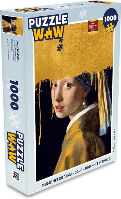 Puzzel Meisje met de parel - Goud - Johannes Vermeer - Legpuzzel - Puzzel 1000 stukjes volwassenen