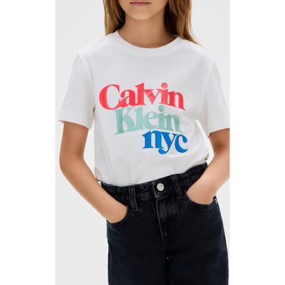 Calvin Klein Girls Pearl Signature Nyc T-shirt Bright White Taglia: 4 | T-shirt Outlet | Unisex | Bianco