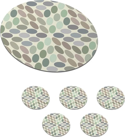 Onderzetters voor glazen - Rond - Vintage - Stippen - 3D - Patroon - 10x10 cm - Glasonderzetters - 6 stuks