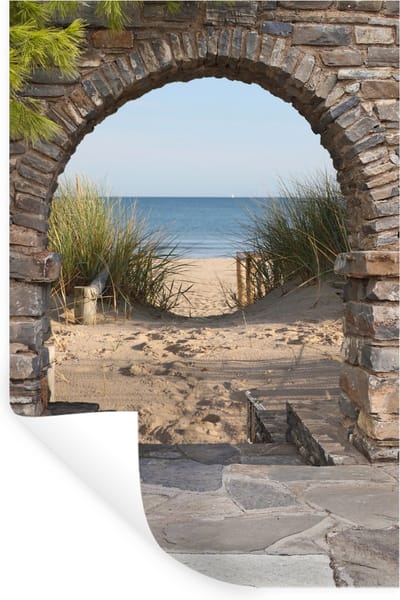 Muurstickers - Sticker Folie - Doorkijk - Strand - Duin - Planten - 20x30 cm - Plakfolie - Muurstickers Kinderkamer - Zelfklevend Behang - Zelfklevend behangpapier - Stickerfolie