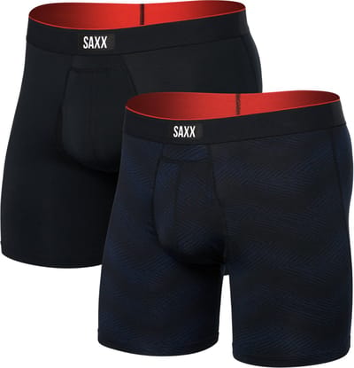 SAXX Heren Boxershort Multi-Sport Mesh - 2-Pack - Boxer met BallPark Pouch® PRO - Sport Ondergoed met kortere pijp - Grijs - M