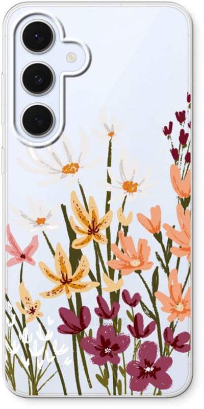 Case Company® - Hoesje geschikt voor Samsung Galaxy S24 FE hoesje - Painted wildflowers - Soft Cover Telefoonhoesje - Bescherming aan alle Kanten en Schermrand