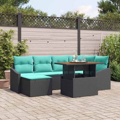 vidaXL - Tuinbank - Set - 7 - st - Zwart - en - Teal