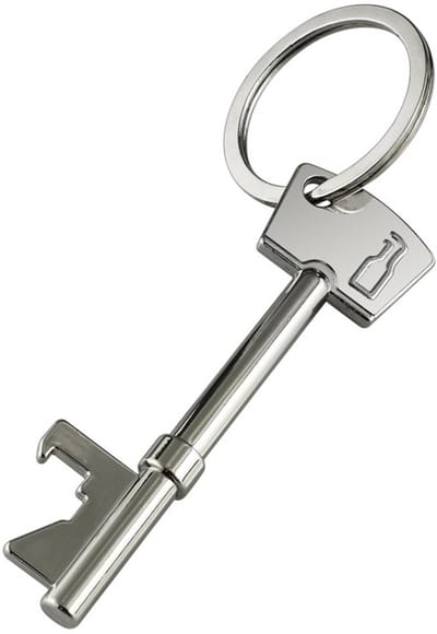 Sleutel opener - Fles/bier opener - Sleutelhanger - Keychain key bottle opener - Sleutelaccessoire - Cadeau - 10 cm - RVS - Jonyx