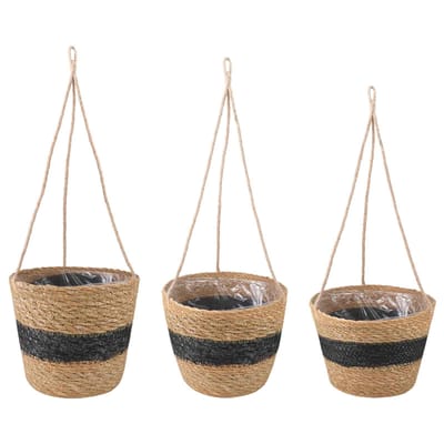 vidaXL 3 st Naturel en Zwart Ø26 x 19 cm 100% Zeegras