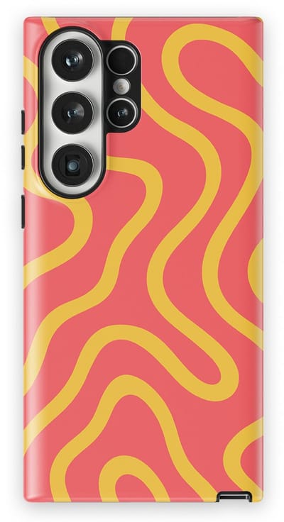 DripCase Curvy Lines Hoesje Samsung Galaxy S23 Ultra | Backcover met Mag | Design Tough Case Samsung Galaxy S23 Ultra Sunburst Drift