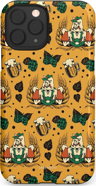 Casetastic hoesje geschikt voor Apple iPhone 11 Pro - Dubbellaagse bescherming - Oktoberpret - Fashion Case - Goud Taupe Donkergroen Donkergrijs