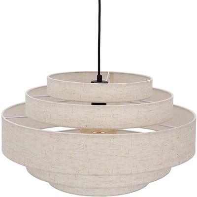 Olucia - TIMMY - Hanglamp - Beige / Zwart - Vorm: Rond