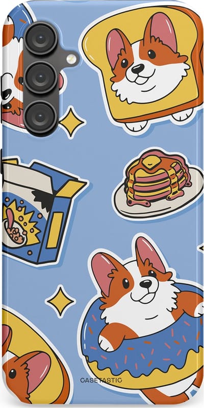 Casetastic Hoesje Geschikt voor Samsung S23 FE - Stijlvolle Beschermende Duo-layer Case - Hondenfeest Ontbijt