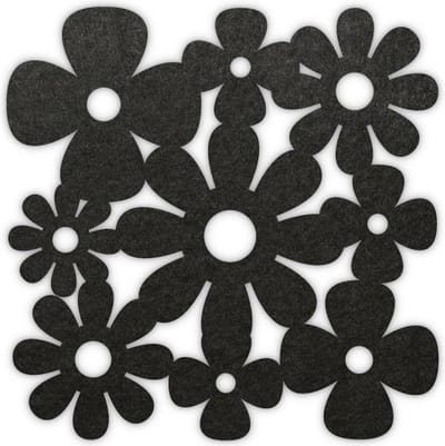 Klaver madelief vilt onderzetters - Zwart - 6 stuks - 10 x 10 cm - Tafeldecoratie - Glas onderzetter - Cadeau - Woondecoratie - Woonkamer - Tafelbescherming - Onderzetters Voor Glazen - Keukenbenodigdheden - Woonaccessoires - Tafelaccessoires