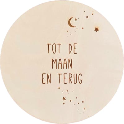 Muurcirkel binnen | muurcirkel kinderkamer | houten muurcirkel | 25 cm | Tot de maan en terug