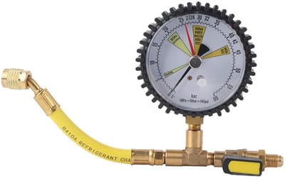 Dailygoods- Manometer 80 Mm - Drukmeter Airconditioning - Druktestmeter Koelmiddel - Geschikt voor R134a/R22/R407C/R410A - Interfacegrootte 1/4 SAE - Drukbereik -1~60bar