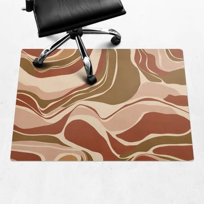 Wallfluent - Vloerbeschermer Abstracte Golven - 100x70 cm - Beige Bureau Stoel Mat - Rechthoekig - Vloerbeschermer Groot-Stoel Mat-Werkplekdecoraties - Boho-patroon