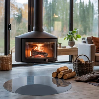 Coloray Vloerplaat Houtkachel - Vloerplaat Openhaard - 100 cm x 100 cm - Houtkachel Accessoires - Marine Vloerplaat Kachel - Vloerplaat Voor Kachel - Plaat voor Onder Houtkachel - Open Haard Accessoires - Plaat Kachel
