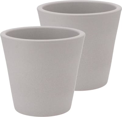 DK Design Bloempot/plantenpot - 2x - Vinci - lichtgrijs mat - voor kamerplant - D16 x H18 cm