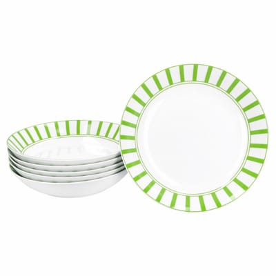 MamboCat Set van 6 SPLIT GREEN porseleinen soepborden voor 6 personen