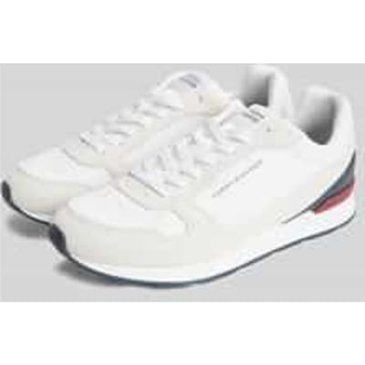 sneakers van echt leer met labelprintdetails