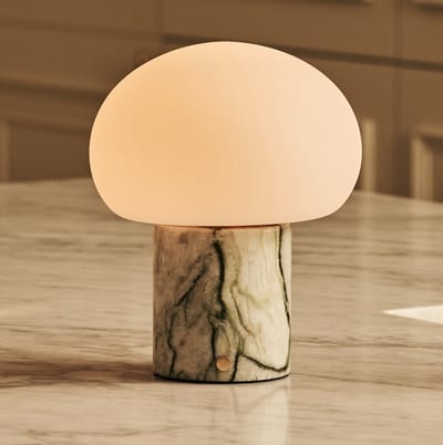Tavellio Coddé Draadloze Tafellamp – H22 – Ice Green Marmer en Glas – Tot 100 uur