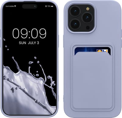 kwmobile telefoonhoesje geschikt voor Apple iPhone 14 Pro Max - Hoesje met pasjeshouder - TPU case in lavendel