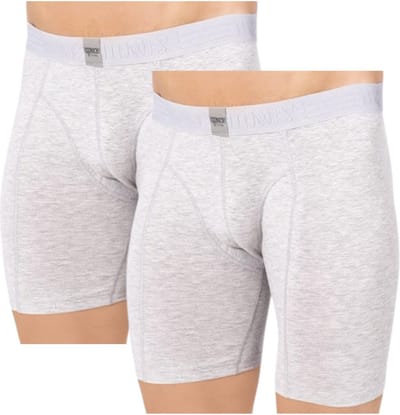 DONEX® Heren Boxershorts – 2 Stuks – Lange Pijpen – Grijs – 92% Katoen – Maat M