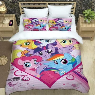 Cartoon My Little-P-Ponys Beddengoed Sets exquise bedbenodigdheden set dekbedovertrek beddekbed set beddengoed set luxe verjaardagscadeau EU Single 90x200cm