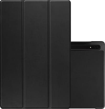 Hoes - Geschikt voor Samsung Galaxy Tab S9 Ultra - Dun & Stevig - Trifold Bookcase - Hard Cover Case - Met Uitsparing Geschikt voor S Pen - Hardcover Book - Tablet Hoesje - Zwart