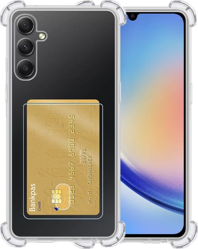 Hoesje - Geschikt voor Samsung Galaxy A34 - Met Pashouder en Kaarthouder - Telefoon Hoes Shockproof - Siliconen Case - Shock Proof - Back Cover - Pasjes Houder - Telefoonhoes - Transparant