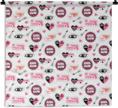 Wandkleed - Wanddoek - Meisjes - Roze - Hartjes - Design - 180x180 cm - Wandtapijt